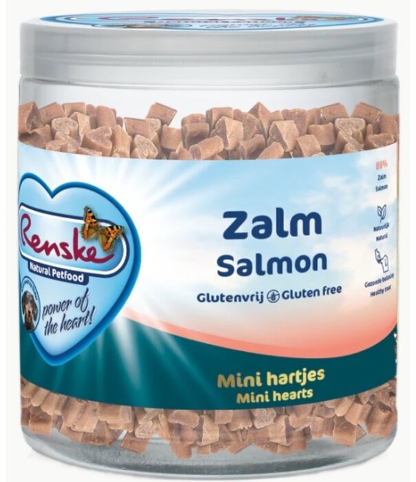 RENSKE Renske Premios Saludables Mini Corazones de Salmón – Snack sin cereales 100g / 300g