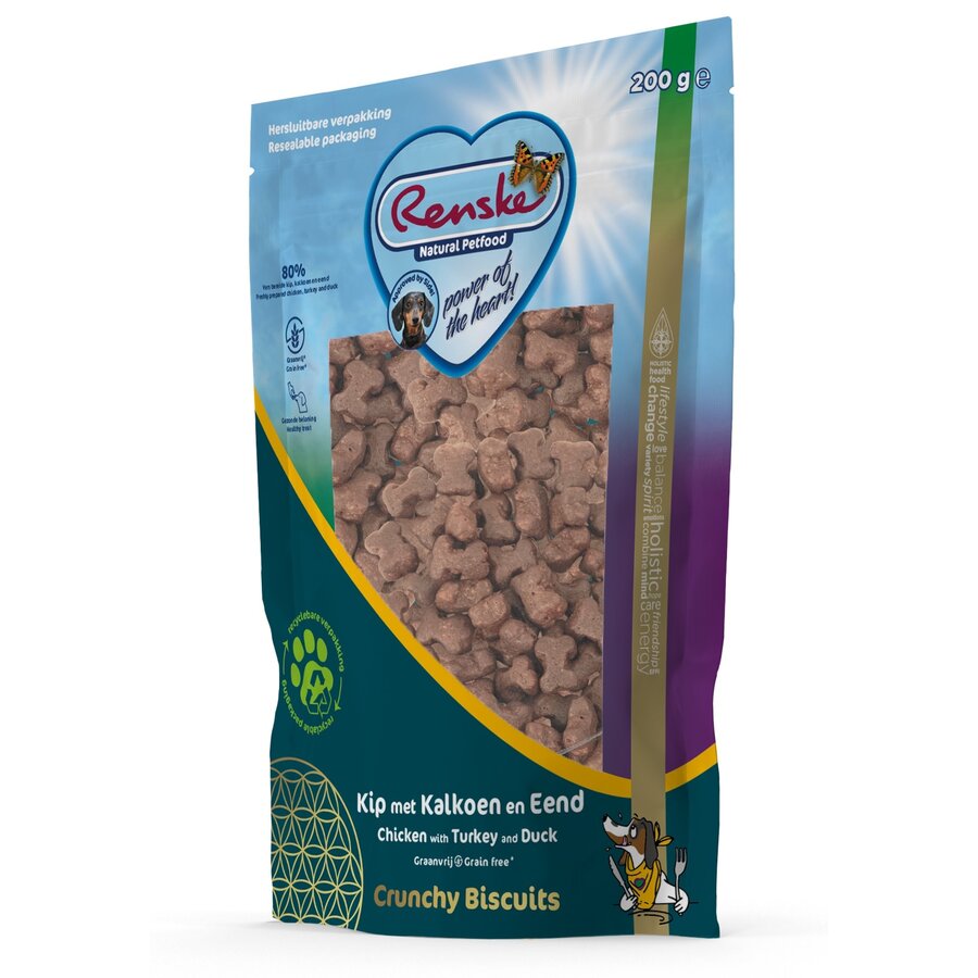 Renske Friandises Crunchy Poulet avec Dinde et Canard – 200 g de friandises naturelles sans céréales-1
