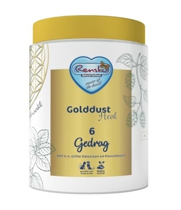 RENSKE Golddust Heal 6 Comportamiento, suplemento 100% natural para apoyar la calma y el equilibrio en perros y gatos