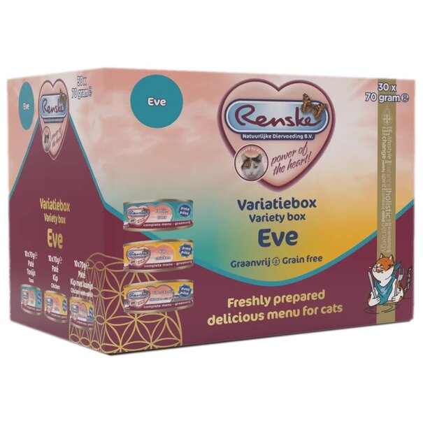 RENSKE Renske Eve Pâtée Chat Sans Céréales Box Variée 30 x 70 g