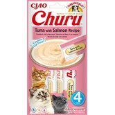 Inaba CIAO Churu Chat Thon avec Saumon – Snack Crémeux et Sain pour Votre Chat -  4x14gr