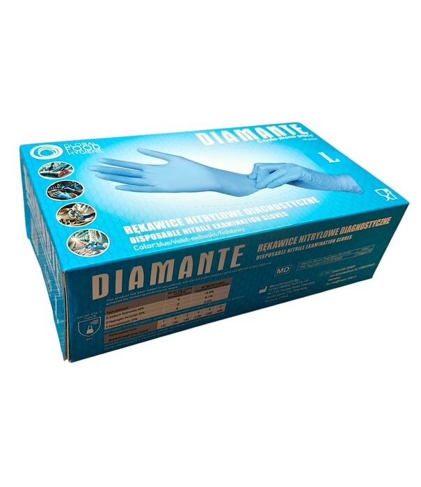 DIAMANTE DIAMANTE Nitrilhandschuhe Blau Puderfrei Größe L - 100 Stück für optimalen Schutz und Komfort