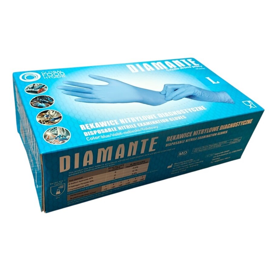 Gants Nitrile DIAMANTE Bleu Sans Poudre Taille L - 100 pcs pour protection et confort optimaux-2