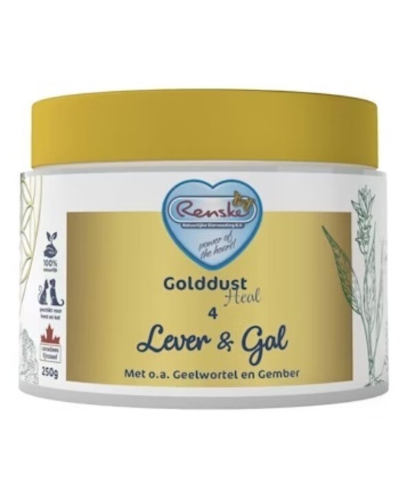RENSKE Golddust Heal 4 Lever & Gal voor honden en katten | Natuurlijk supplement voor gezonde lever- en galfunctie