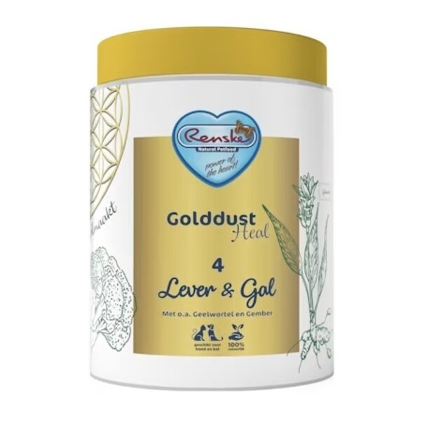 RENSKE Golddust Heal 4 Leber & Galle für Hunde und Katzen | Natürliches Supplement zur Unterstützung der Leber- und Gallenfunktion