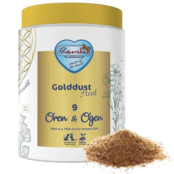 RENSKE Golddust Heal 9 – Oídos & Ojos Suplemento Natural para Perros y Gatos