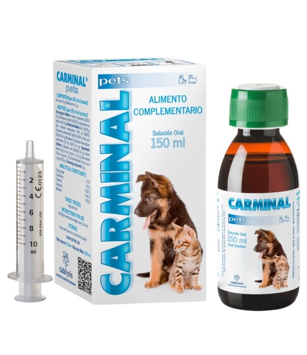 carminal Carminal Pets 150ml & 15x30ml – Natuurlijk aanvullend diervoeder voor ondersteuning van spijsvertering en gezonde maagfunctie bij honden en katten met Aloe Vera, Glutamine en B-vitamines