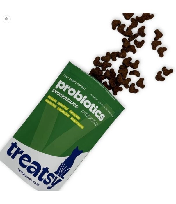 Treatsy Treatsy Veterinary Care Probiotica Cat - 2 Probiotic Strains & Salmon Oil Soft Chews with Cranberry and L-Glutamine for Hairball Support