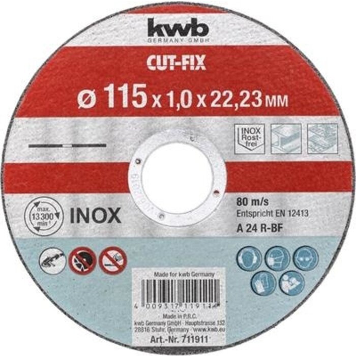 KWB Doorslijpschijf 115 x 1,0 x 22,23 mm CUT-FIX® INOX