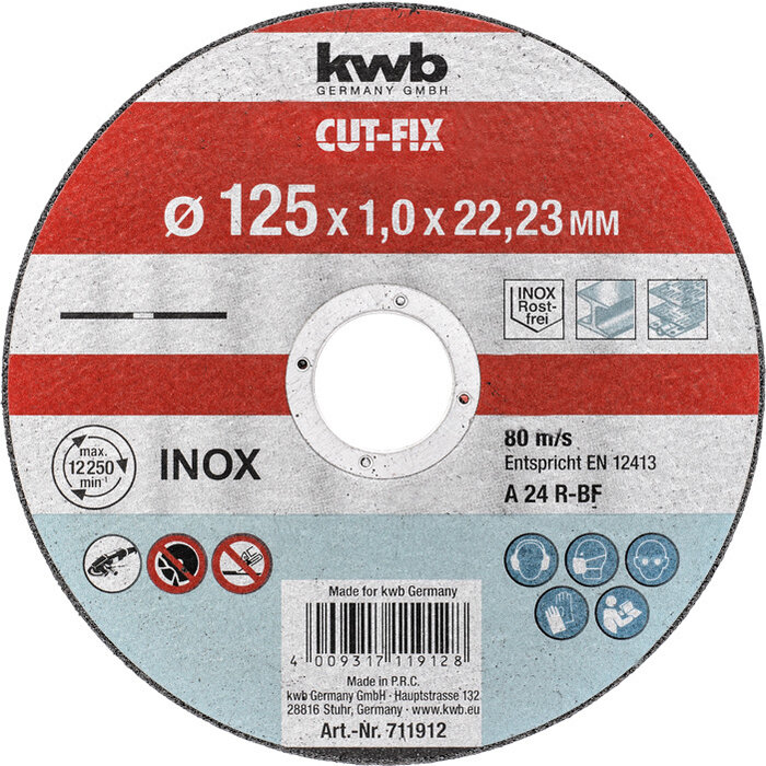 KWB Doorslijpschijf 125 x 1,0 x 22,23 mm CUT-FIX® INOX