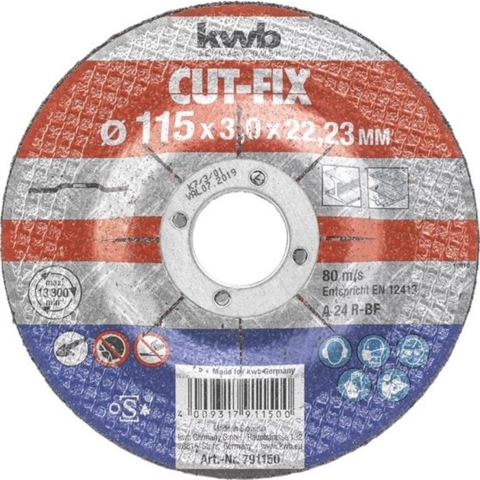 KWB Doorslijpschijf 115 x 3,0 x 22,23 mm CUT-FIX® STAAL