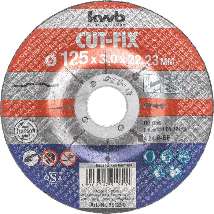 KWB Doorslijpschijf 125 x 3,0 x 22,23 mm CUT-FIX® STAAL