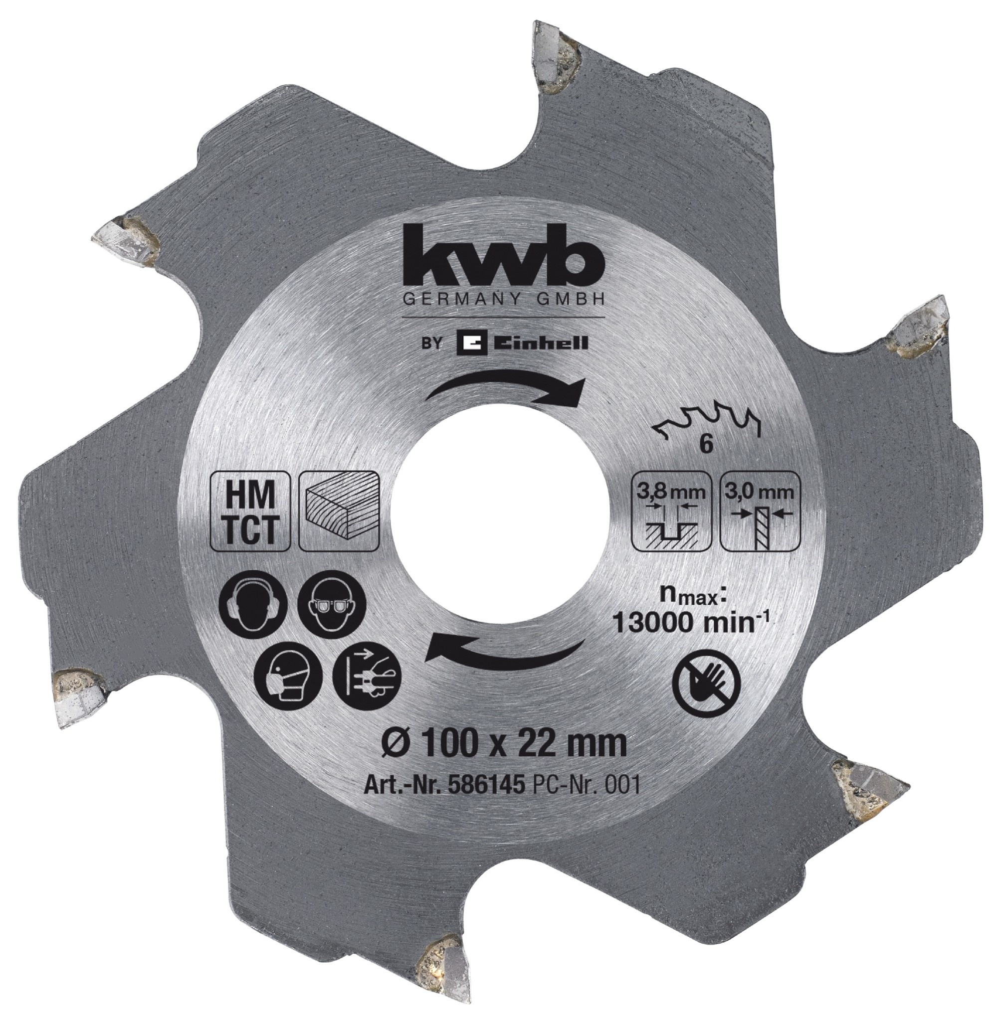 KWB Freesblad - 1 stuk - Ø100 x 22 x 3,0 mm / 6 T