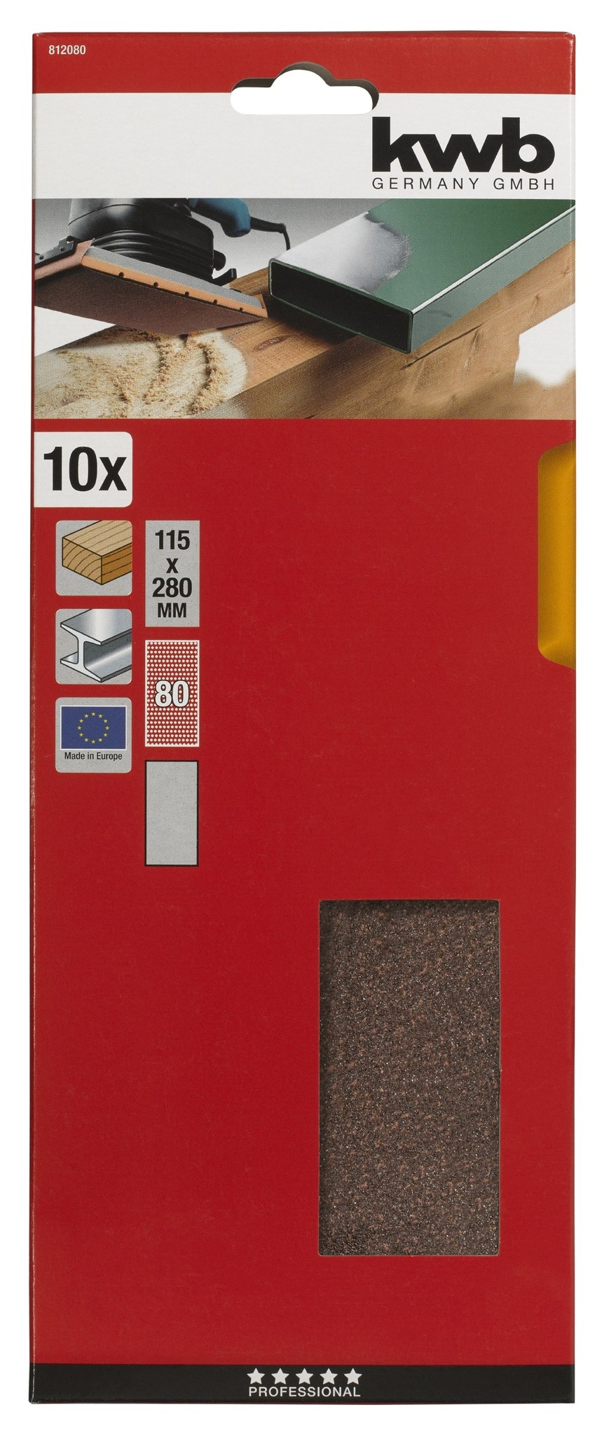 KWB Schuurstrook 115x280mm K80 10 Stuks