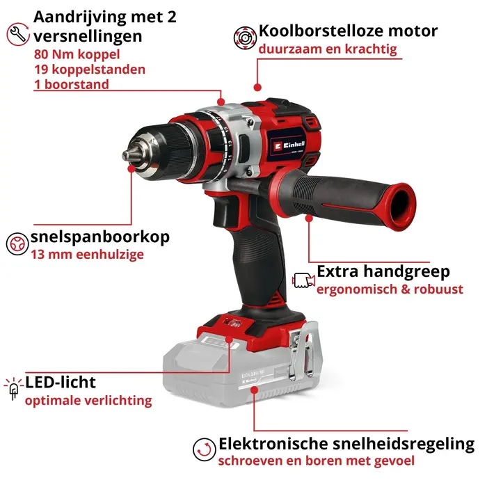 Einhell TP-CD 18/80 Li BL Solo - Accu Boor-/Schroefmachine - Power X-Change