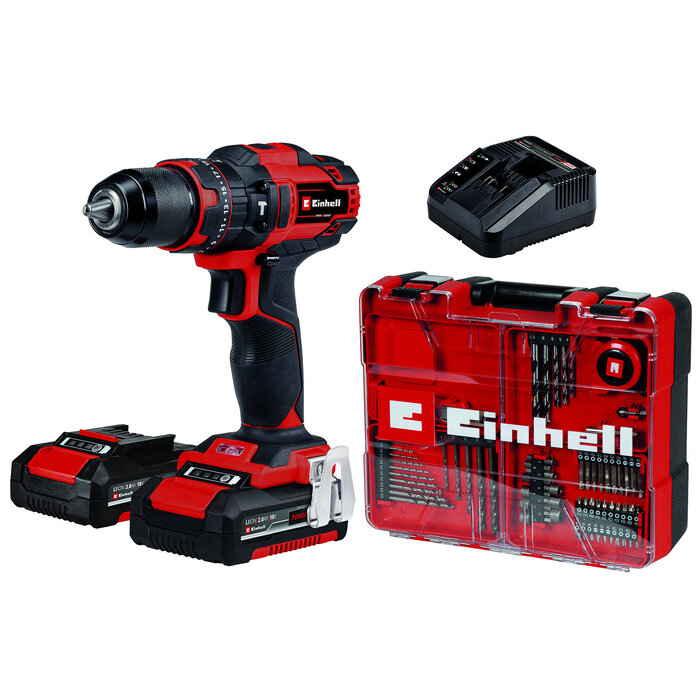 Einhell TE-CD 18/40 Li-i Kit 2.0 Ah +64 delige accessoireset - Accu Klopboor-/Schroefmachine - 2 accu's - Power X-Change