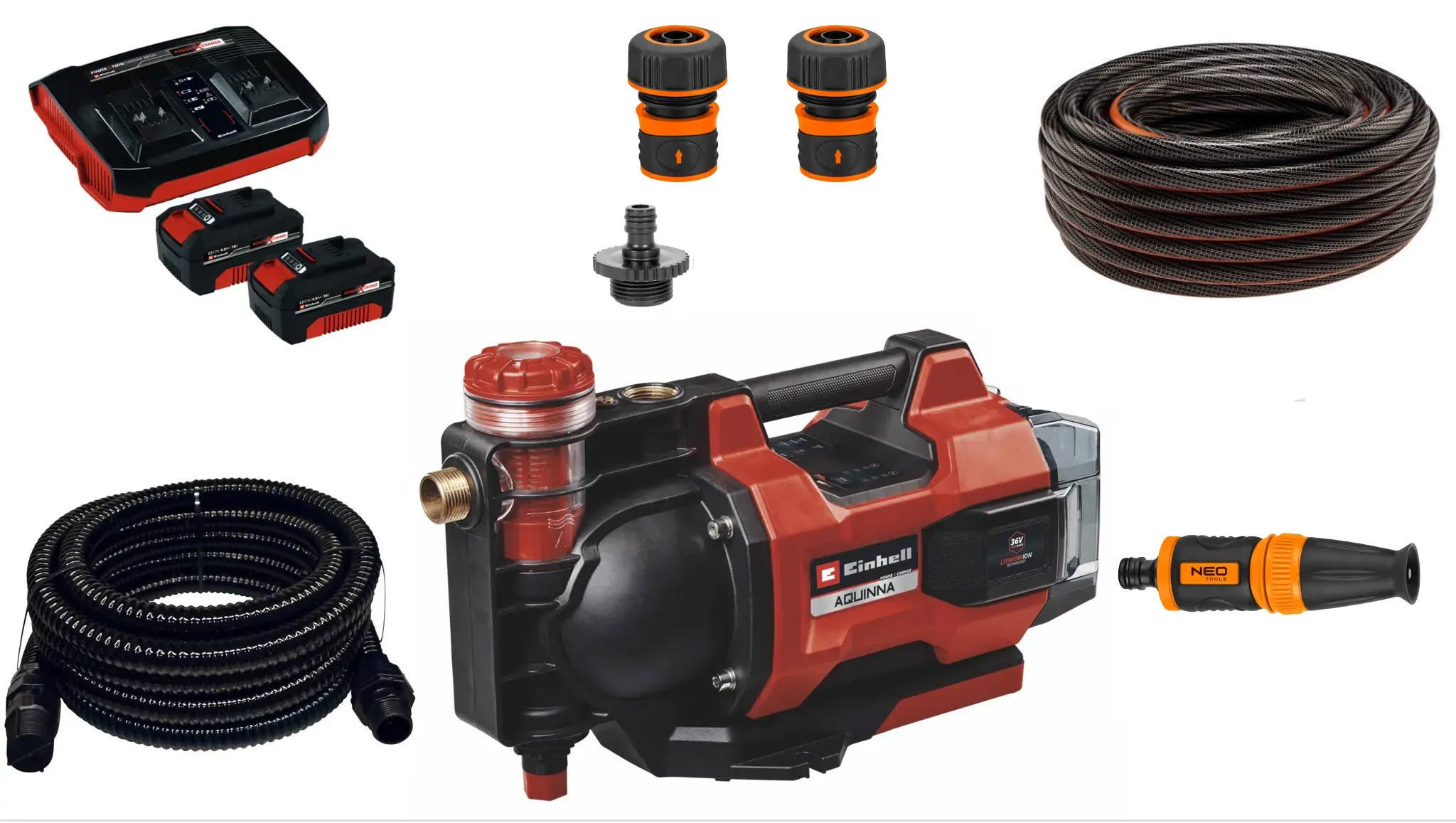 Einhell AQUINNA, de Luxe Accu Tuinpomp SET 36V Automatic