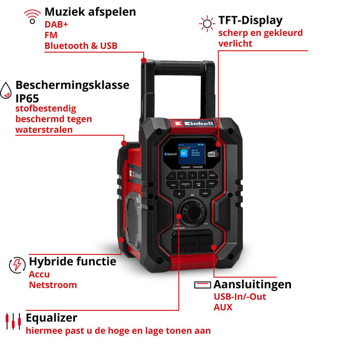 Einhell Bouwradio TE-CR 18 Li DAB+/FM/BT - Solo