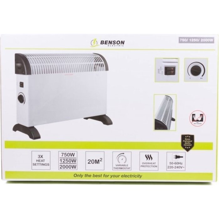 Benson Tools Heater convector 750/1250/2000W middel wit