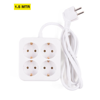 Benson Tools Stekkerdoos 4-voudig + RA + 1.5 mtr vierkant