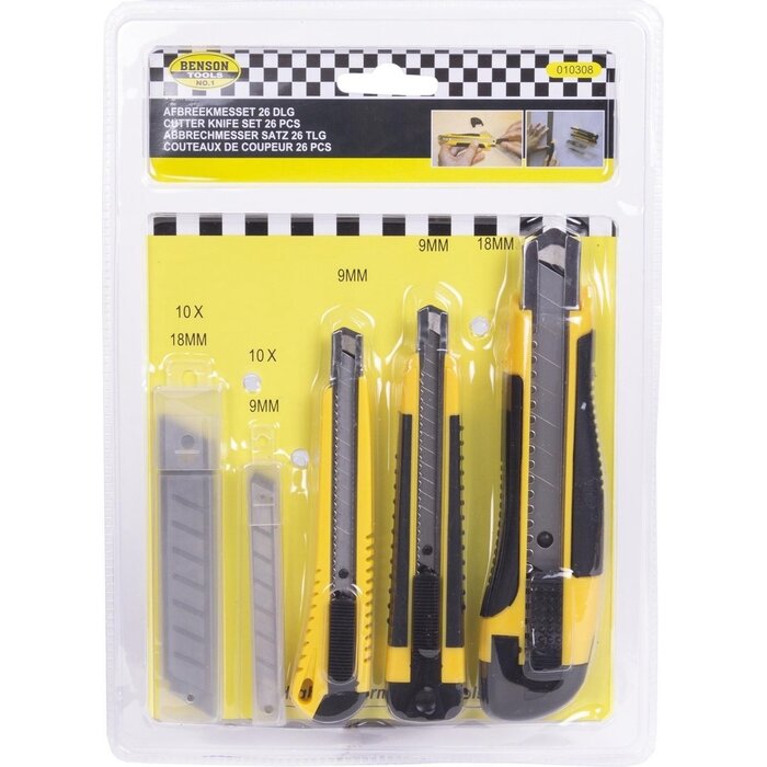 Benson Tools Afbreekmessen set 9 mm en 18 mm + 20 reservemessen