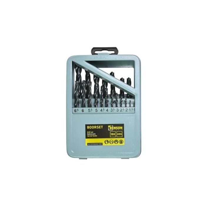 Benson Tools Benson Boorset 19 dlg HSS stalen cassette