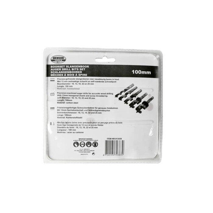 Benson Tools Benson Boorset 5 dlg slangenboor 100 mm