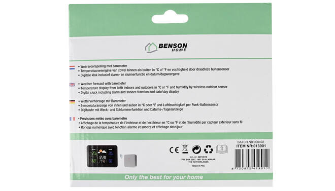 Benson Tools Benson Weerstation met barometer in-en outdoor