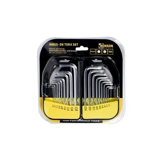 Benson Tools Inbus + torx sleutelset 18 dlg profi box