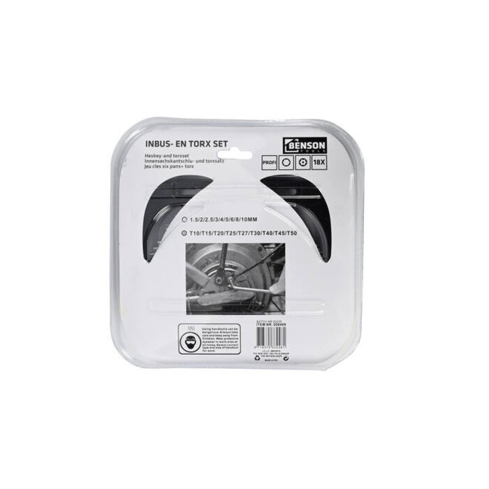 Benson Tools Inbus + torx sleutelset 18 dlg profi box