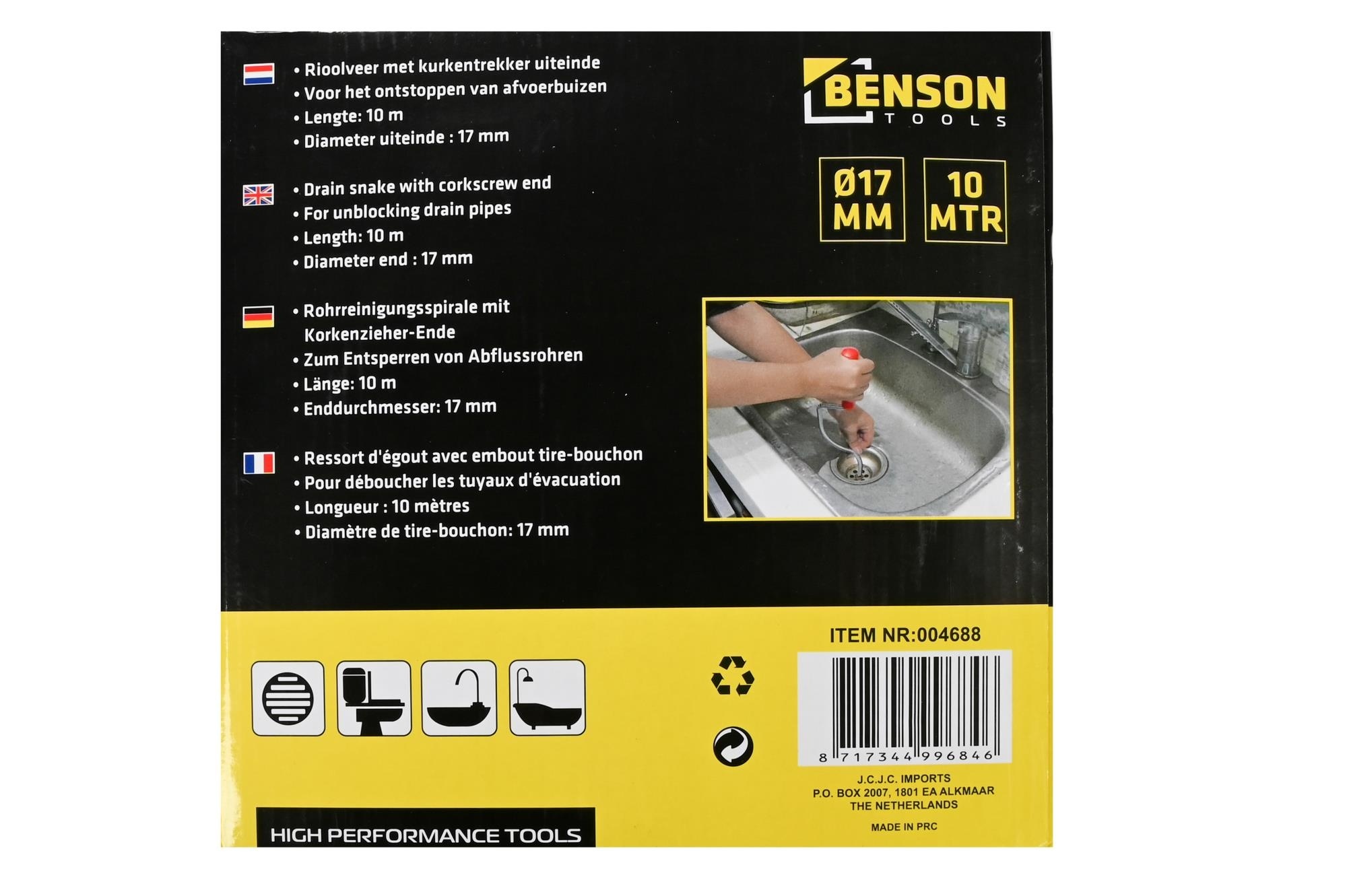 Benson Tools Benson Rioolveer 10 meter (004688)