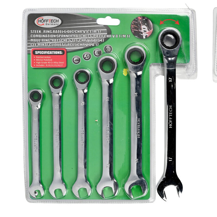 Benson Tools Benson Steek- en Ringratelsleutelset 6-delig Cr-V (007703)