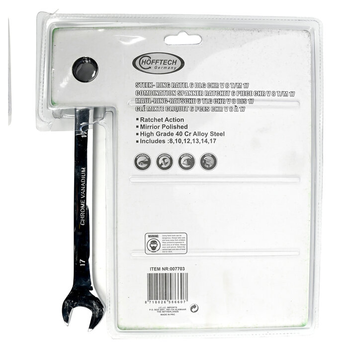 Benson Tools Benson Steek- en Ringratelsleutelset 6-delig Cr-V (007703)