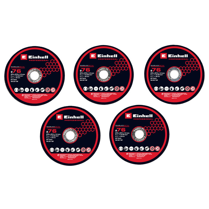 Einhell Slijpschijvenset 76 mm, 5-delig