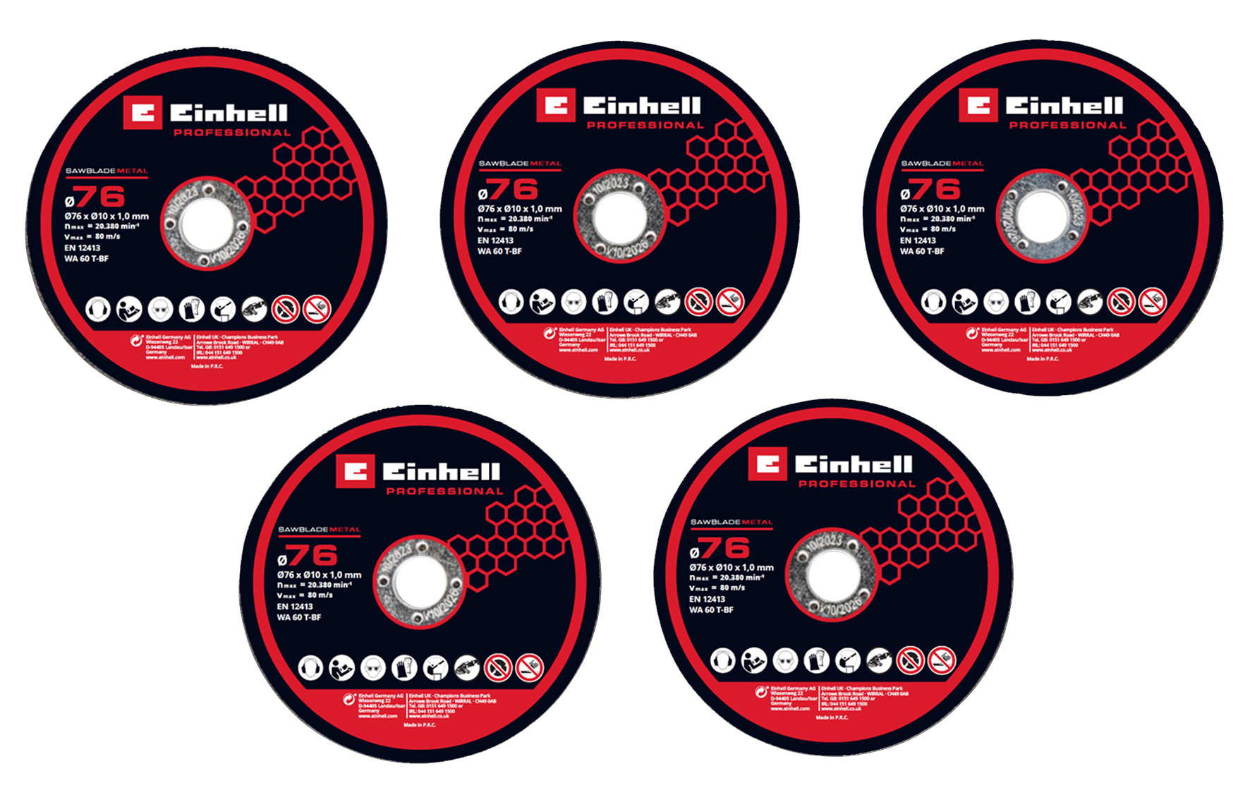 Einhell Slijpschijvenset 76 mm, 5-delig