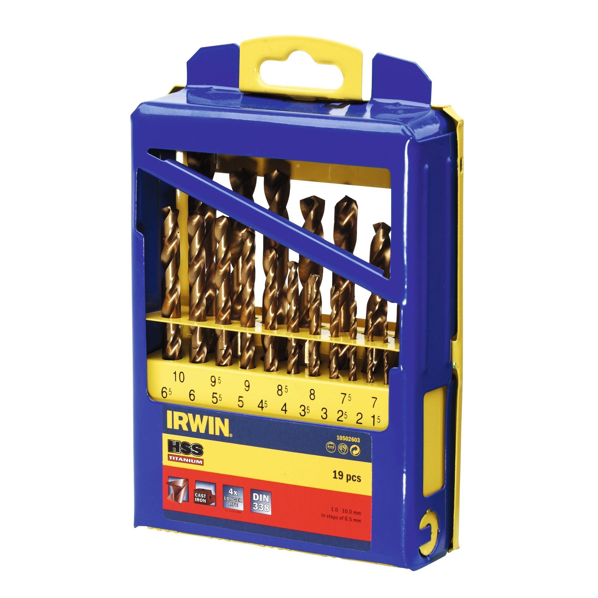 HSS Metaalboren 135° Titanium, 19PCS Set in metalen koffer: 1,0 - 10,0 mm