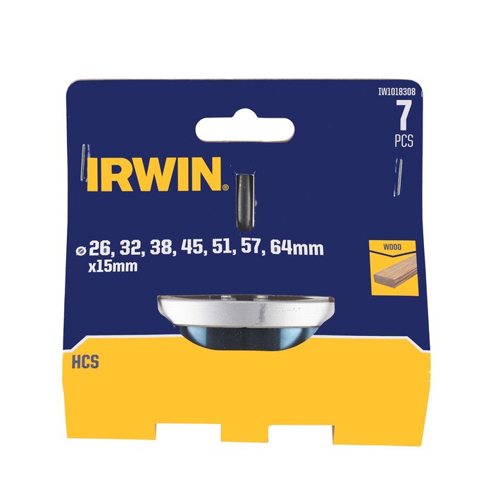 IRWIN Set gatenzagen 7PCS voor hout 26, 32, 38, 45, 51, 57 en 64mm.