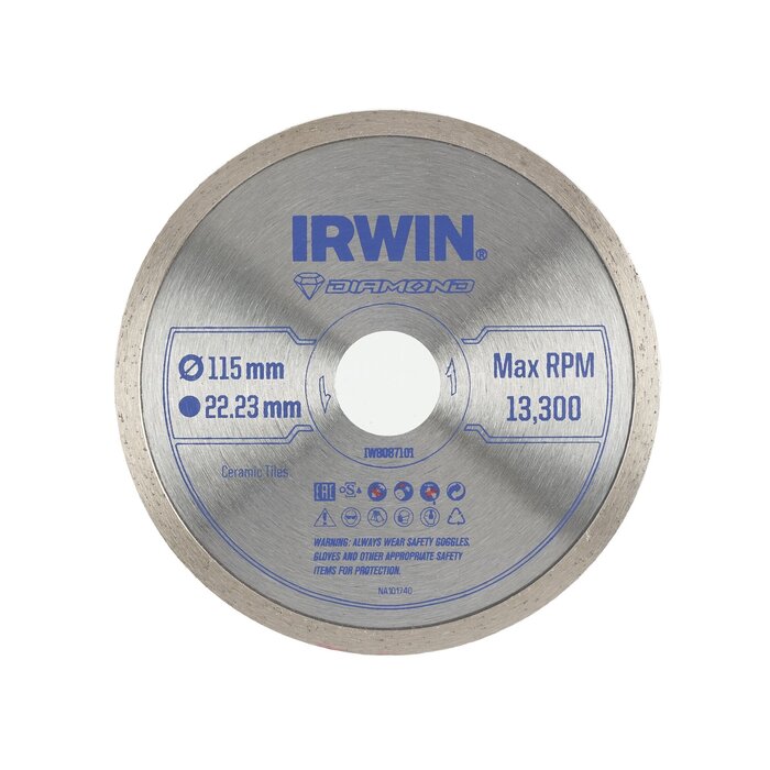 IRWIN Pro Performance diamantzaagblad 115mm voor haakse slijper, keramiek en tegels, volle rand