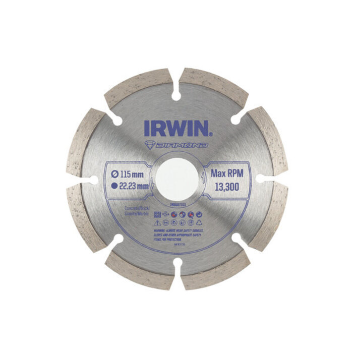 IRWIN Pro Performance diamantzaagblad 115mm voor haakse slijper, steen, gesegmenteerde rand