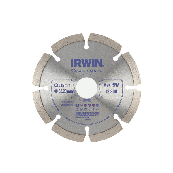 IRWIN Pro Performance diamantzaagblad 115mm voor haakse slijper, steen, gesegmenteerde rand