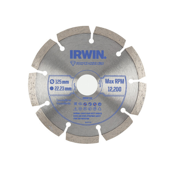 IRWIN Pro Performance diamantzaagblad 125mm voor haakse slijper, steen, gesegmenteerde rand