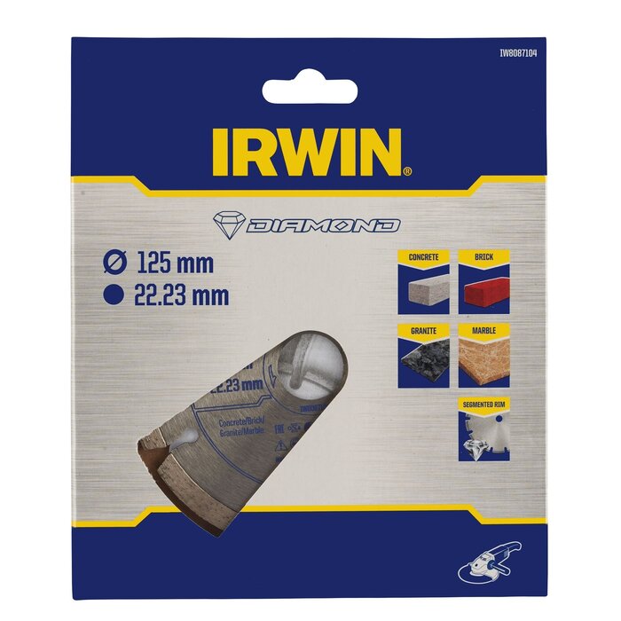 IRWIN Pro Performance diamantzaagblad 125mm voor haakse slijper, steen, gesegmenteerde rand