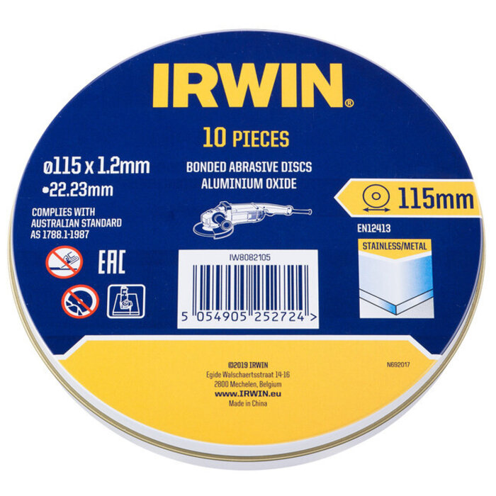 IRWIN Blik doorslijpschijfven metaal 10PCS - 115x1,2mm