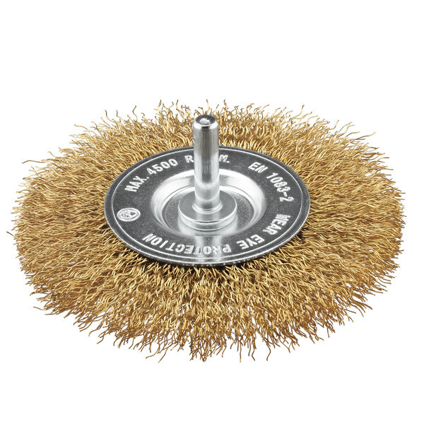 IRWIN Staaldraadborstel messing (boormachine) voor hout, diameter: 100mm. Dikte: 12mm.