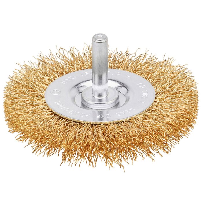 IRWIN Staaldraadborstel messing (boormachine) voor hout, diameter: 75mm. Dikte: 10mm.