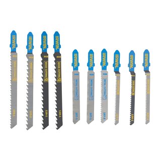 Set decoupeerzaagbladen 10PCS mix 7 hout/3 metaal, diverse vertanding, T aansluiting