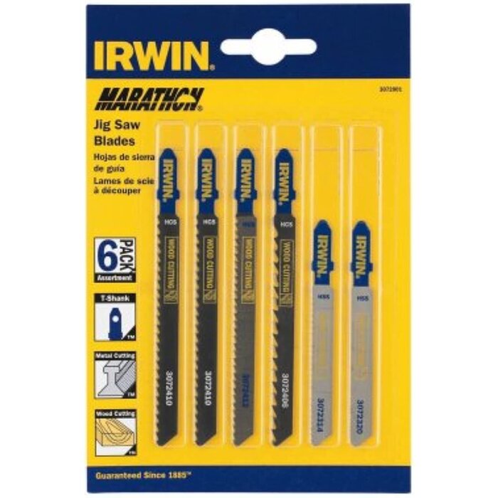 IRWIN Set decoupeerzaagbladen 6PCS mix 4 hout/2 metaal, diverse vertanding, T-aansluiting