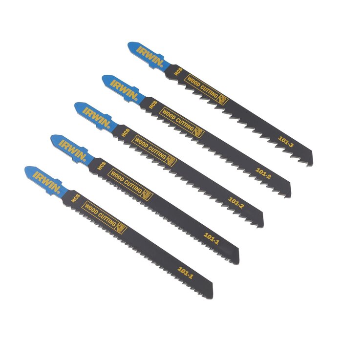 IRWIN Set decoupeerzaagbladen hout 1xgrof, 2xmedium, 2xfijn tot 50mm