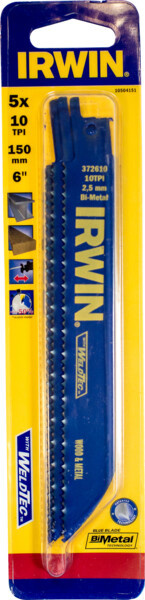 IRWIN Reciprozaagblad 150mm 10TPI, metaal- en houtzagen - 5 Stuks