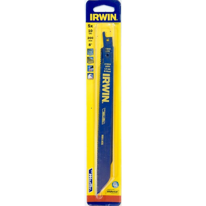IRWIN Reciprozaagblad 200mm 10TPI, metaal- en houtzagen - 5 Stuks